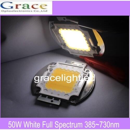 50W High power LED chip Aquarium lamp 380Nm- 780Nm Full Spectrum White Aquatic Plant Grow Blub Sea Grass Water Coral