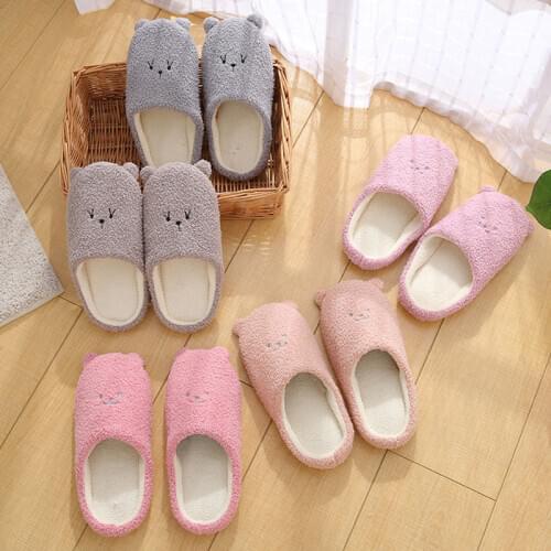 Slippers Women Autumn Winter Comfortable Floor Shoes Bottom Home Shoes Cute Bear Men Slippers Slip-On Slides Women Indoor Shoes