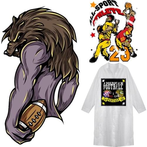 Football Patches Lion Animal Thermal Sticker on Clothes Iron-on Transfers for Clothing Thermoadhesive Patch Diy Heat Applique