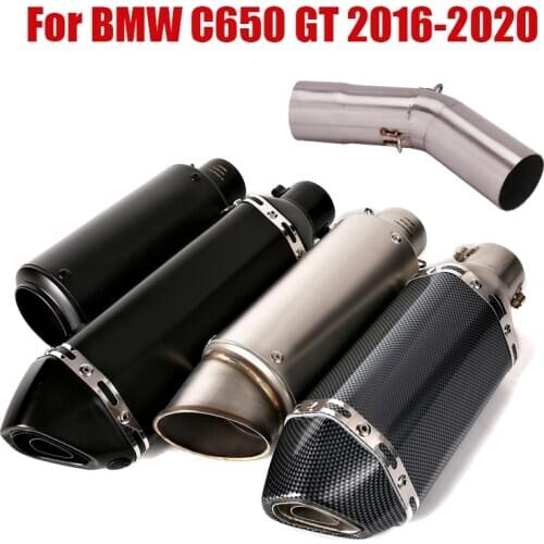For BMW C650 GT 2016-2020 Exhaust System Middle Link Pipe Escape Connect Tube Slip On 51mm Muffler Tips Baffle Motorcycle