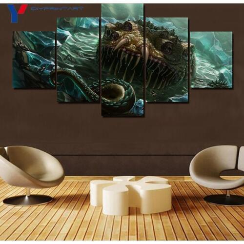 Yogg-Saron Monster WOW Character 5 Panel Art Print Wow Game Poster Wall Decorations Living Room