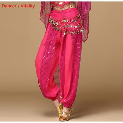 Women Belly Dance Pants India Dance Stage Performance Harem Pants For Women/ladys Dance Practice Show Sequined Wide Leg Pants