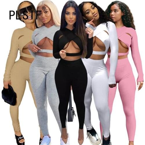 Women Fashion Active Long Pant Set Hollow Out Skinny Club 2 Pieces Matching Set Summer Suits