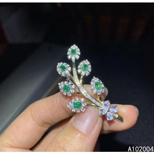 KJJEAXCMY Fine Jewelry 925 Sterling Silver inlaid Natural Emerald Female new Pendant Necklace trendy Support test two wear