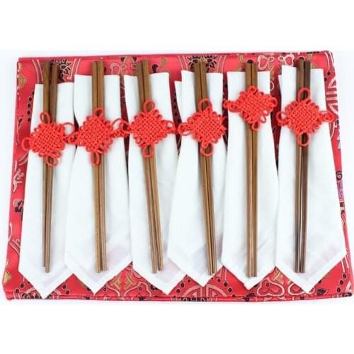 1set/6pcs Chinese Handmade Vintage Silk Placemats Table Napkins & Chopsticks