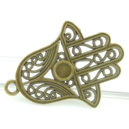 1pc 65*47*3mm Antique Bronze Hamsa Hand Charm Pendant for DIY Necklace Jewelry Making Handmade Craft 16846