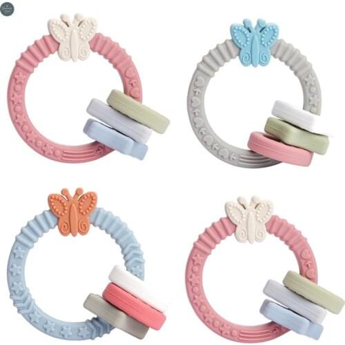 1 Pc Butterfly Silicone Teether Toys Baby Silicone Link Chewable Bracelet Chew Toy Silicone Beads Nursing Jewelry Baby Jewelry
