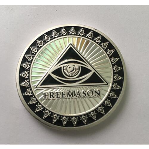 20 PCS The newest design Freemason Mors Virtus Junxit Non Separabit silver plated 40 mm souvenir religious coin