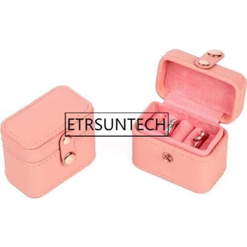 30pcs Mini PU Leather Lady Ring Jewelry Travel Case Portable Pink Ring Earring Pendant Storage Box