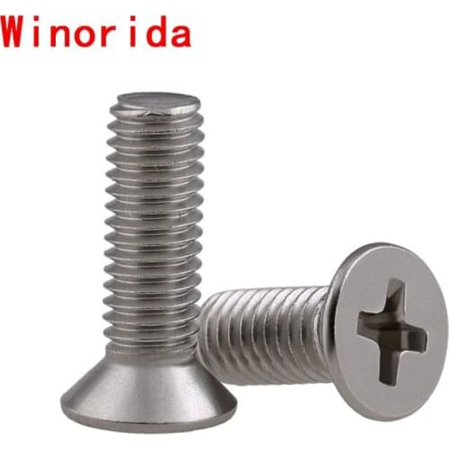 304 Stainless Steel Cross Countersunk Head Bolt KM GB819 Philips Flat Head Machine Screw M1M1.2M1.4M1.6 50Pcs