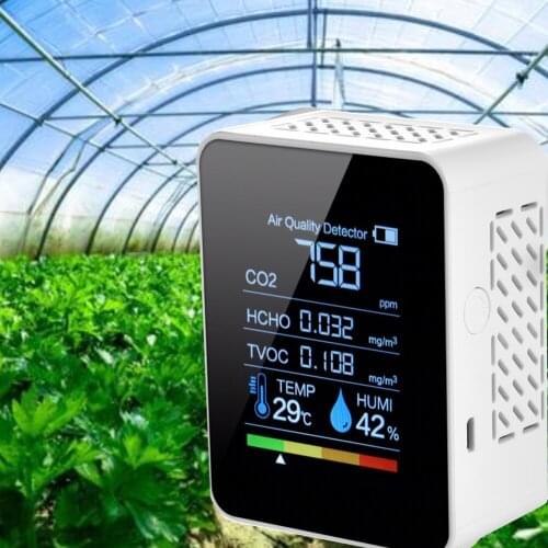 5in1 Digital Carbon Dioxide Detector USB Charging Multifunctional Air HCHO Detector Gas Analyzer Humidity Monitor Tool