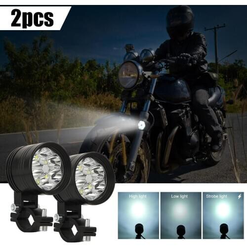 60W High Power Led Light Motorcycle Spotlight Front Headlight E-Bike 6-Leds Spot Fog Driving Lights 12V High Low Beam Strobe