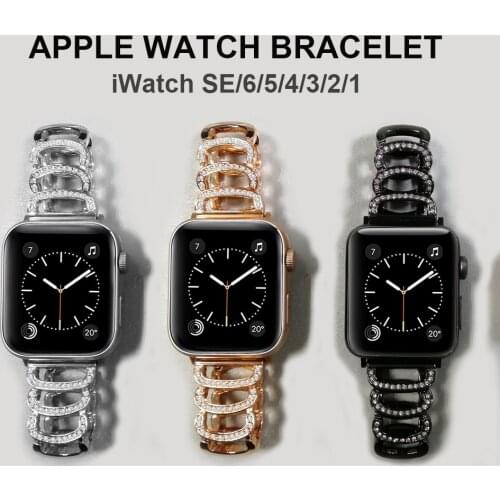 Bling Metal Watchband for Apple Watch Band 40mm 44mm 38mm 42mm Bangle Women Jewelry Diamond Strap for iWatch Series 6/5/4/3 SE