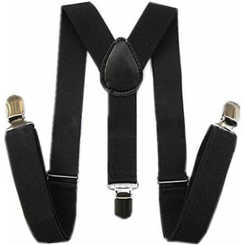Kids Boys Girls Y-Back Suspender Elastic Adjustable Clip-On Braces Black