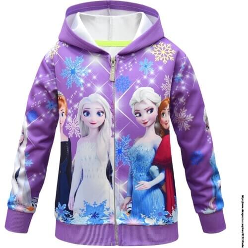Disney Frozen Elsa Baby Girls and Boys Hooded Clothes Toddler Kids Cartoon Jackets Children Outerwear Zipper Coats