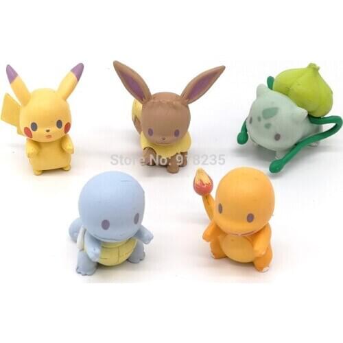 50PCS Pika Eevee Charmander Squirtle Bulbasaur 4CM PVC Action Figure For Kids Toys