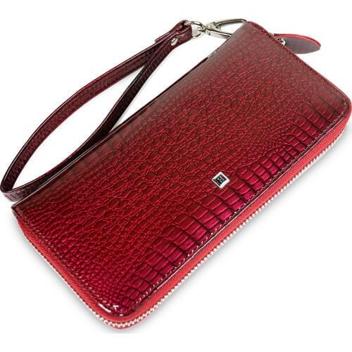 Beth Cat Women Long Zipper Wallet Genuine Leather Alligator Ladies Purse Wristlet Wallets Clutch for Phone Cards Coin Purses