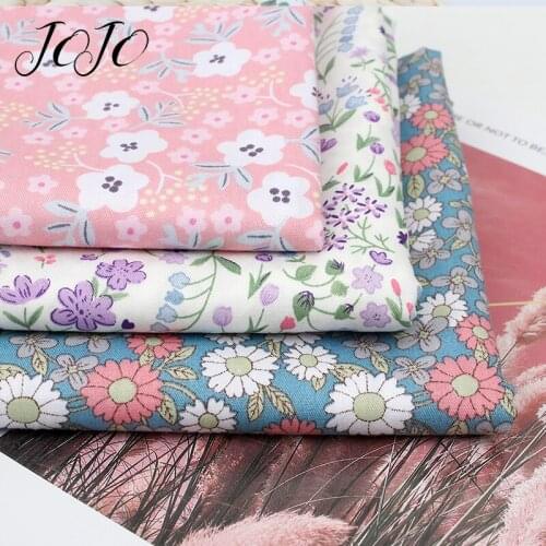 JOJO BOWS Cotton Fabric Flower Printed Sheets Bedding Decoration Home Textile DIY Dress Supplies Handmade Materials 45*145cm 1pc