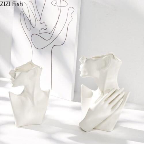 European Character Ceramic Vases Plant Pots Decorative Flower Arrangement Desk Decor Ornaments Home Vase Living Room Decoration