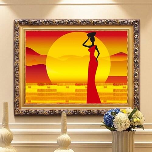 Beauty African Women Sunset Art Pattern 5D Diamond Painting DIY Cross Stitch Kit Living Room Home Decor