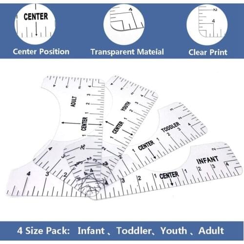 T-Shirt Ruler Guide Alignment Tool for Vinyl, Alignment Tool for Graphics T Shirt Centering Tool (Clear & Transparent)