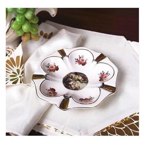 20*20*4cm ash tray cendrier cenicero portatil European Court Ceramic Fruit Disk Dried Fruit Disk Simple Ivory Porcelain