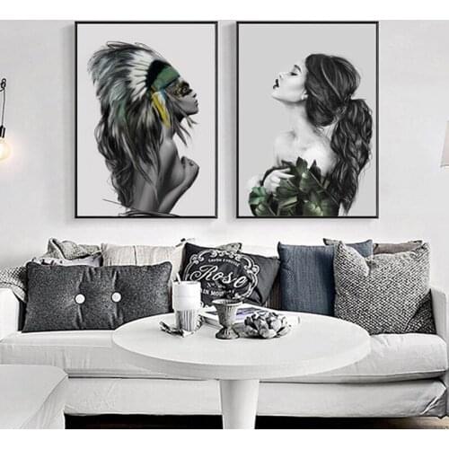 Minimalism Black and White Body Art Indian Beauty Living Room Frameless Decorative Painting Sofa Wall Hanging Painting Core