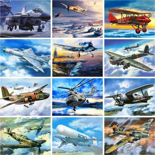 5D Diy Diamond Painting Aircraft Scenery Full Square Round Rhinestones Embroidery Cross Stitch Kit Mosaic Crafts Home Decor Gift