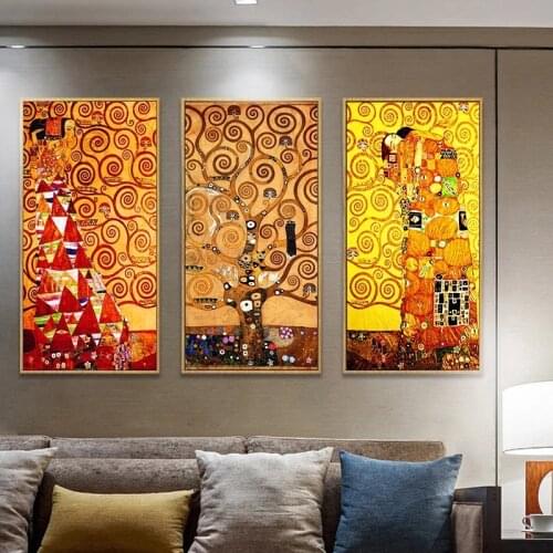 Gustav Klimt Kiss Life Tree Posters And Prints Wall Art Canvas Painting Picture For Living Room Hallway Home Decor Free Shipping