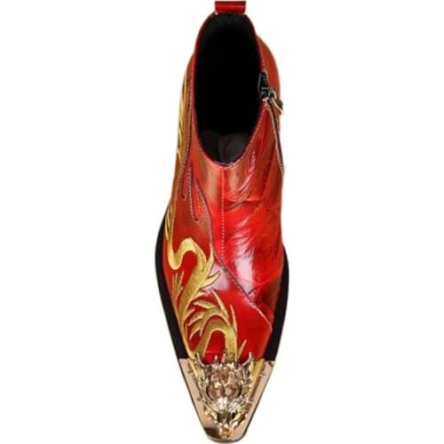 New Luxury Designer Man Boots Ankle Boots Genuine Leather Boots Man with Embroidery Zip Shoes Man, Big Sizes EU38-46