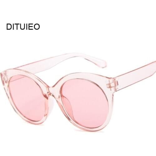Thick Frame Cat Eye Sunglasses Women Ladies Fashion Brand Designer Mirror Lens Cateye Pink Black White Female Shades Sun Glasses