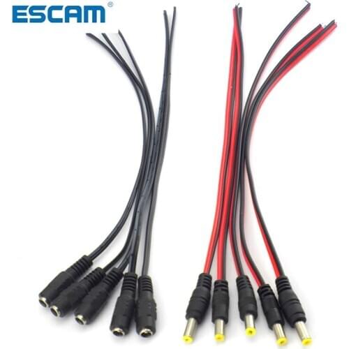 12V DC Connectors Male Female jack cable adapter plug power supply 26cm length 5.5 x 2.1mm for CCTV Camera