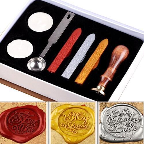 Retro Classical Wax Sealing Stamp Kit Arts Crafts Romantic Symbol Wax Seal Set Fancy Greetings For Wedding Invitation Letter