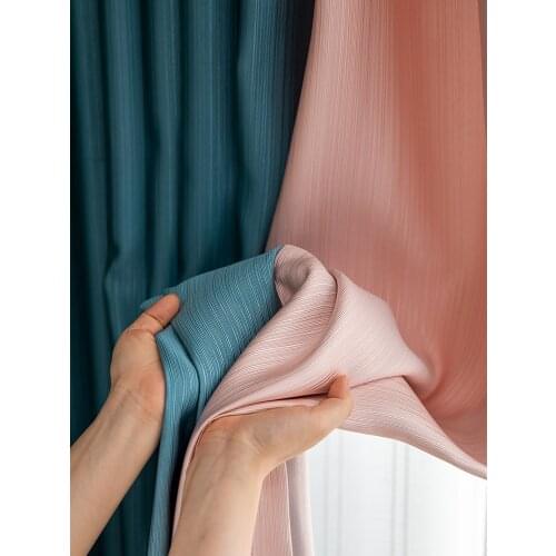 Luxury High Shading Satin Blackout Curtains for Bedroom Living Room Insulating Nordic Mosaic Stripe Blackout Window Drapes