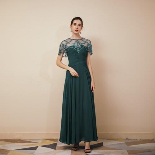 Chiffon dress long 2021 new shawl womens dress with thin waist and foreign style large swing long skirt evening dress 20-411052