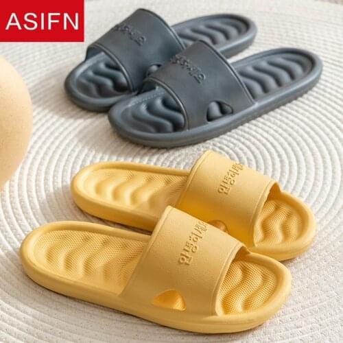 ASIFN 2021 Home Women Slippers Summer Household Slides Couple Indoor Soft Bottom Comfortable Sandals Bath Bathroom Slippers Men