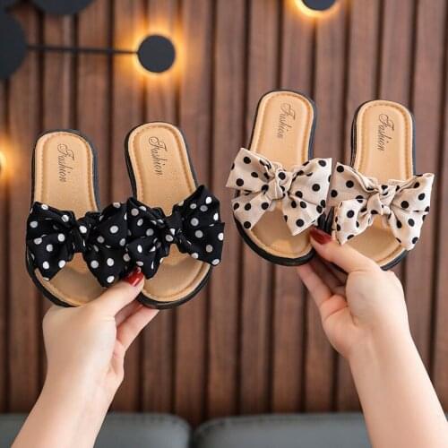 Girls Bow Slippers Children For Girls 2021 Summer Princess Shoes Non-slip Soft Bottom Indoor Slides Lovely Slippers Fashion