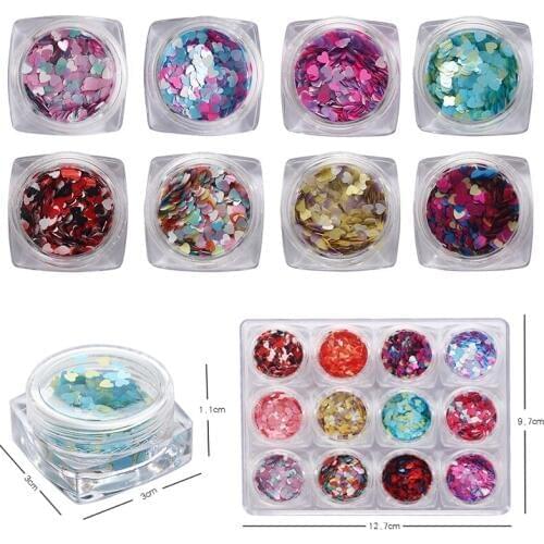Mixed Color 3D Ultrathin Sequins Nail Holographic Glitter Flakes Sparkly DIY Tips Dazzling Paillette Nail Art Decorations