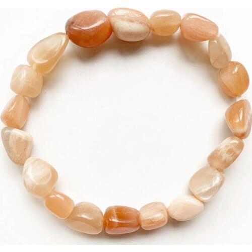 Sunstone Natural Stone Spiritual Healing Meditation Crystals Tumble Stones Bracelet Elastic Stretchable Handmade 1pc