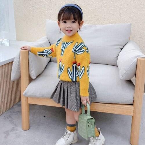 Girls Sweater Babys Coat Outwear 2021 Cactus Thicken Warm Winter Autumn Knitting Pullover Christmas Gift Childrens Clothing