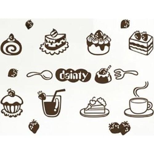 Cake coffee store Showcase decoration sticker Milk tea shop Juice ice cream Cake food wall window sticker