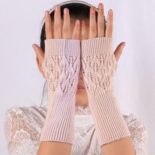 Knitted Half Finger Women Gloves Winter Warm Touch Screen Solid Gloves Fashion Sleeves Cover Thermal Wrist Cover