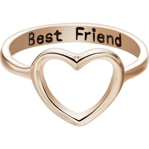 WANGAIYAO new fashion heart-shaped ring female personality lettering best friend best friend ring jewelry jewelry jewelry birthd
