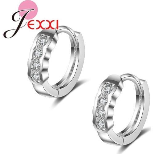 Women Fashion Jewelry Lady Elegant Silver Rhinestone Cuff Earrings Cute Small Hoop Piercing Accessories Beautiful Gifts