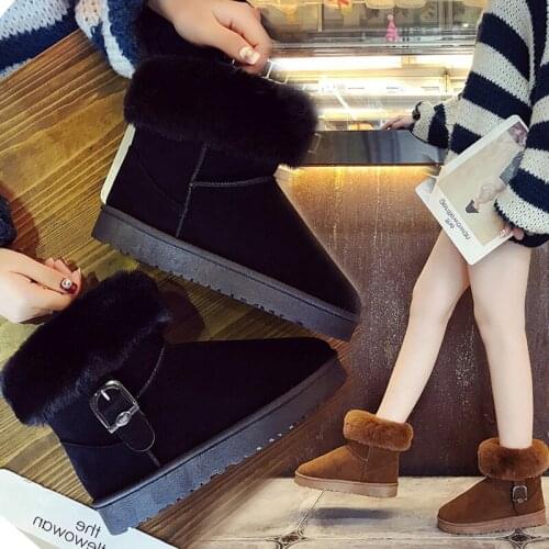 Womens winter fashion warm snow boots comfortable plus velvet womens horse boots
