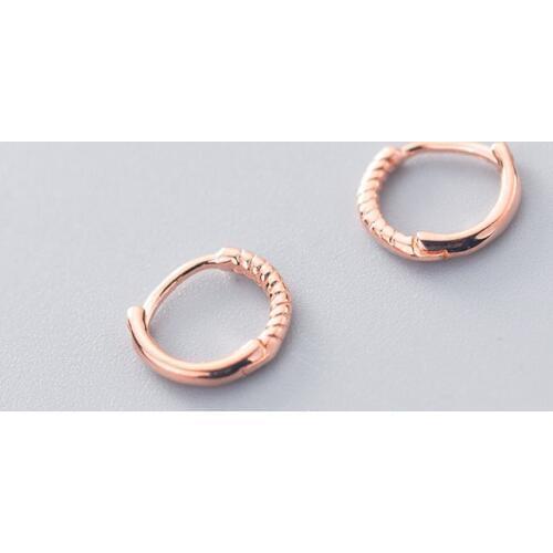 MloveAcc Korean Fashion 925 Sterling Silver Circle Rose Gold Color Hoop Earrings for Women Wedding Engagement Silver 925 Jewelry