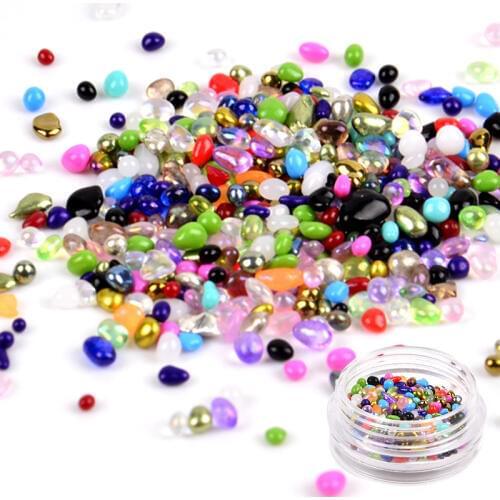 1 Bottle Mix Colors Chameleon Stone 3D Nail Rhinestone Small Irregular Beads 1 Box 4g Manicure Nail Art Decoration