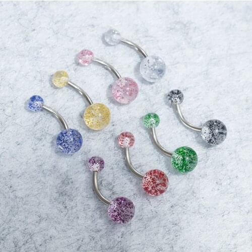 10-50PCs Wholesale Acrylic Piercing Belly Button Surgical Steel Post Navel Ring Stud Belly Bars Pircing Women Sexy Piercings 14G