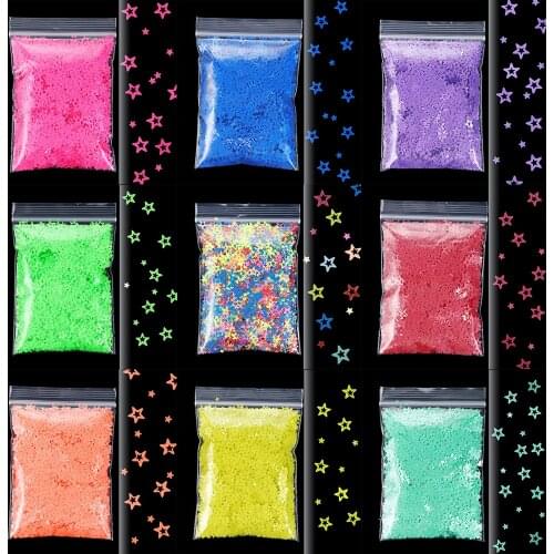 10g/Lot Glitter Neon Hollow Star Flakes Fluorescent Epoxy Resin Filler for DIY Crafts Resin Mold Accessories Nail Art Fillings