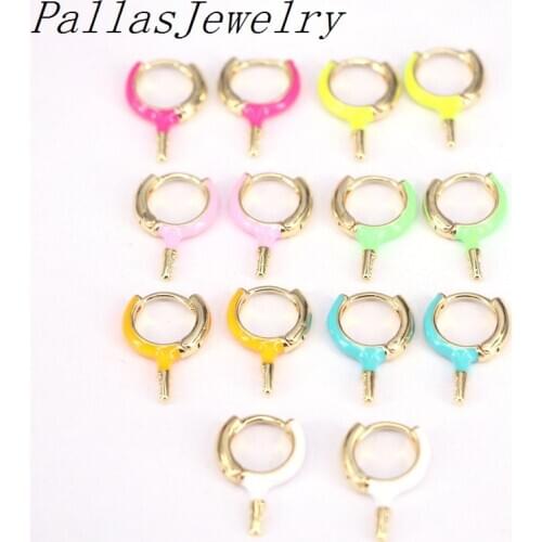 10Pairs New fashion summer hot selling mini Huggie hoops Neon colorful enamel small hoop gold filled earring